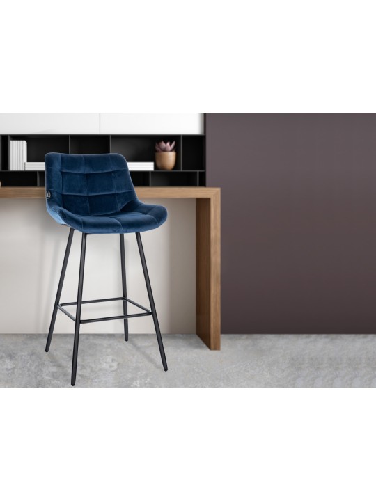 Tabouret de bar Weston velours, bleu Tabouret de bar Weston velours, bleu