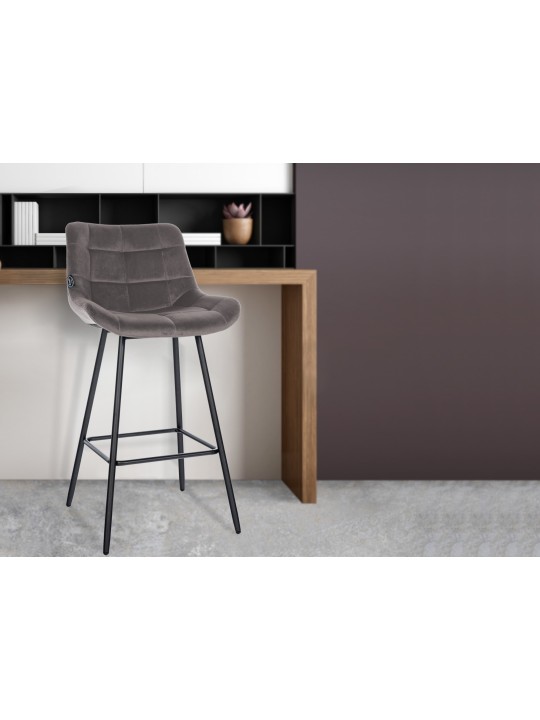 Tabouret de bar Weston velours, gris Tabouret de bar Weston velours, gris