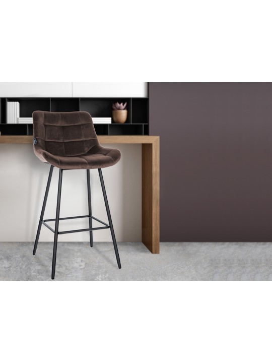 Tabouret de bar Weston velours, brun