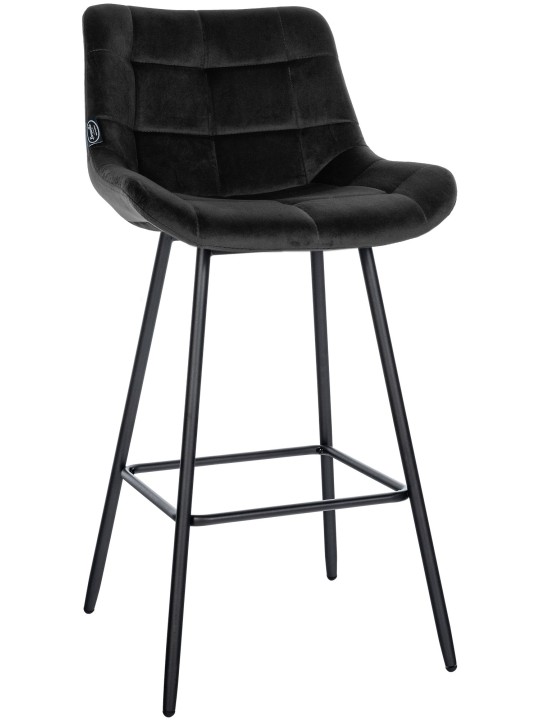 Tabouret de bar Weston velours, noir