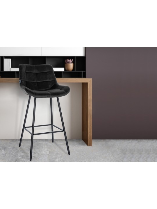 Tabouret de bar Weston velours, noir