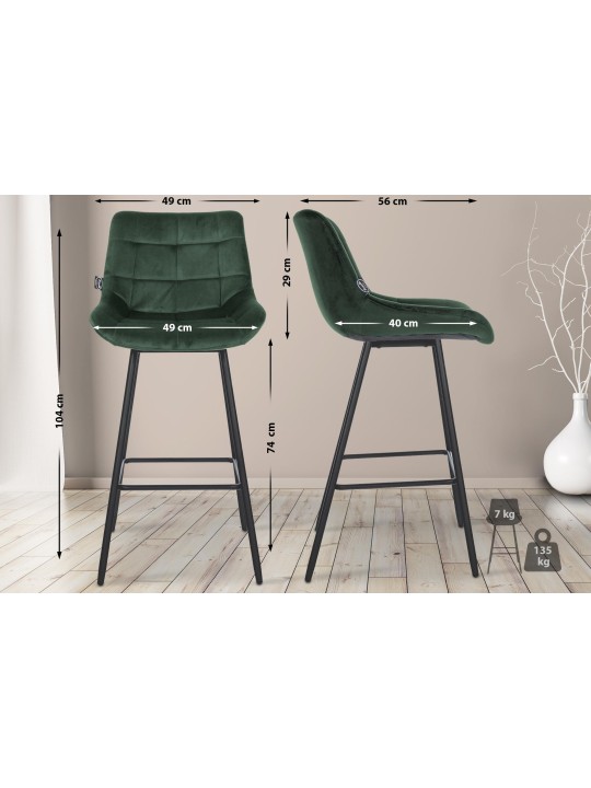 Tabouret de bar Weston velours, vert foncé Tabouret de bar Weston velours, vert foncé