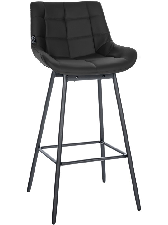 Tabouret de bar pivotant Weston simili cuir, noir