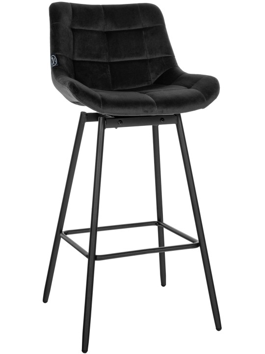 Tabouret de bar pivotant Weston Velours, noir