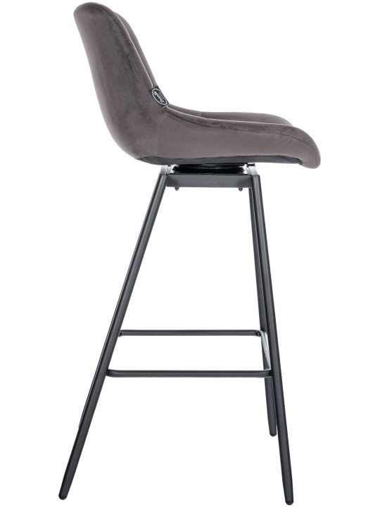 Tabouret de bar pivotant Weston Velours, gris