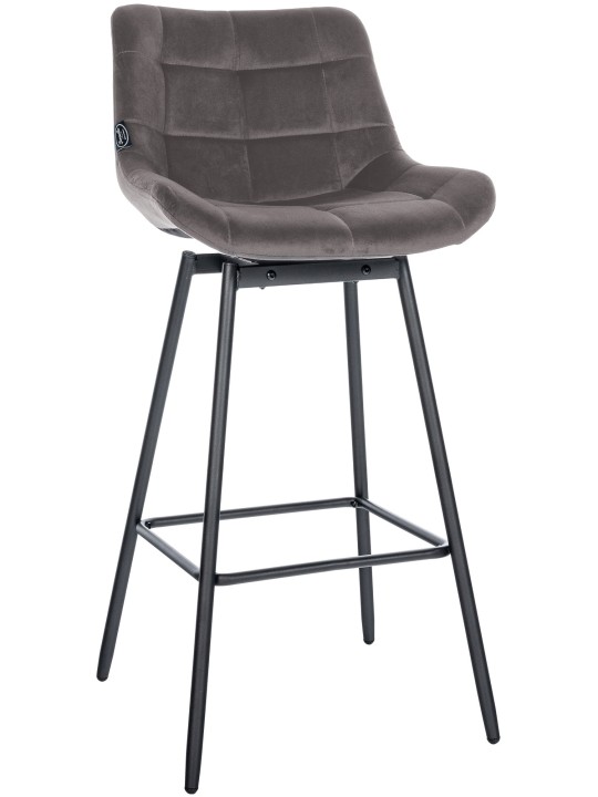 Tabouret de bar pivotant Weston Velours, gris