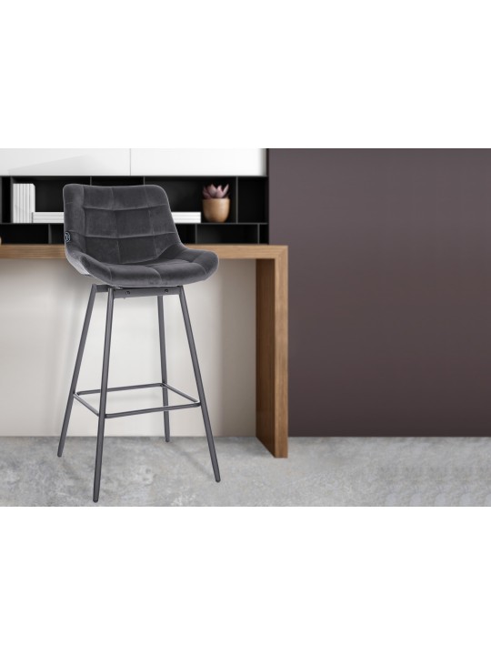 Tabouret de bar pivotant Weston Velours, gris foncé Tabouret de bar pivotant Weston Velours, gris foncé