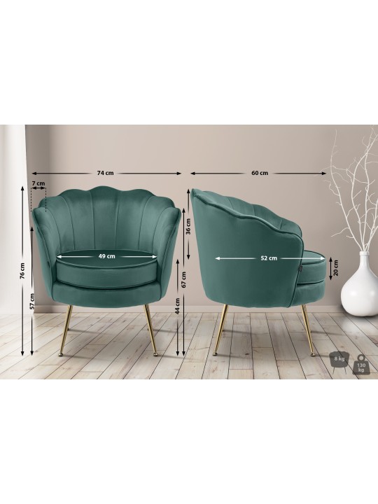 Chaise Rosita velours, vert