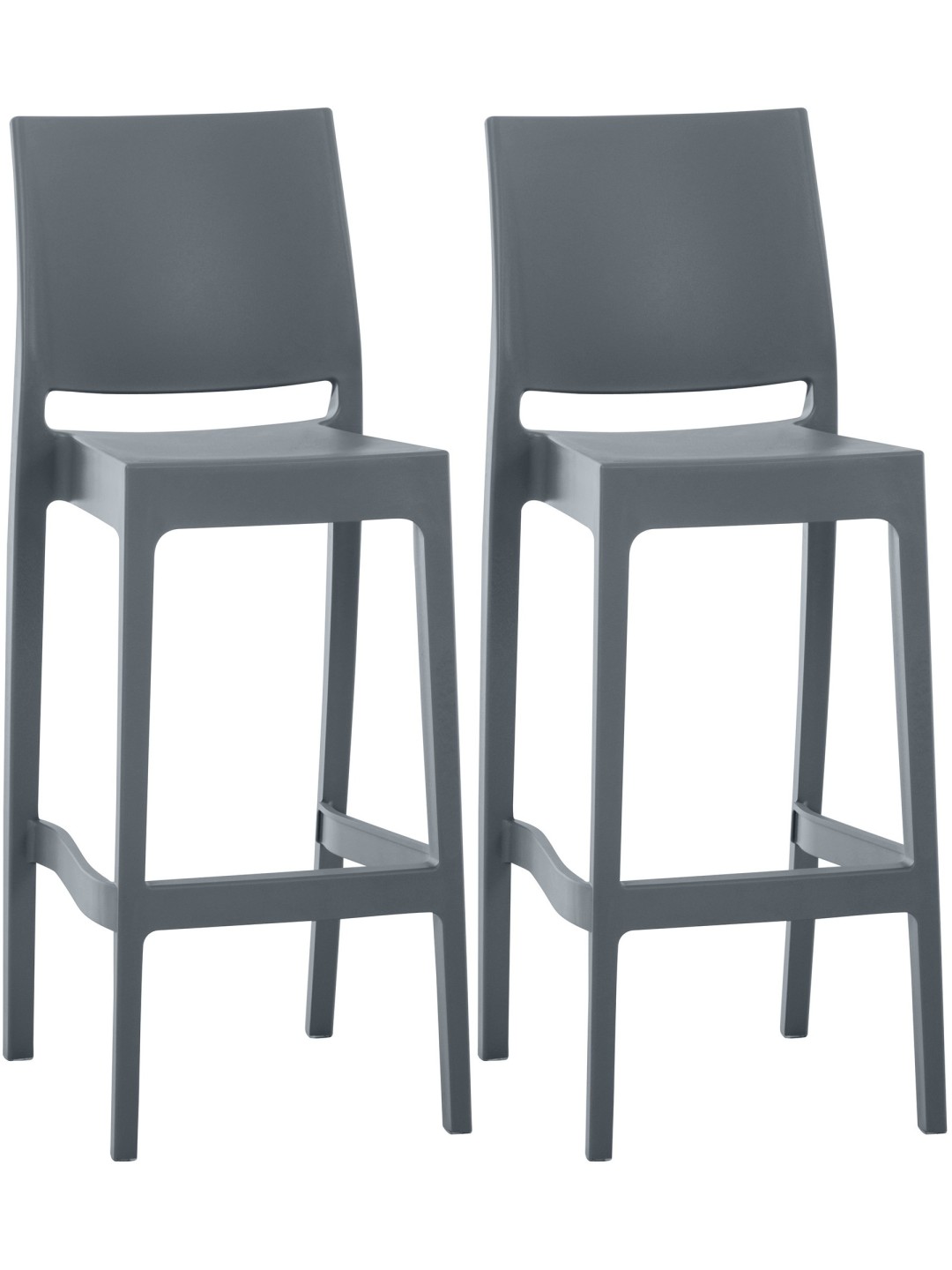 Lot de 2 tabourets de bar Maya, gris foncé