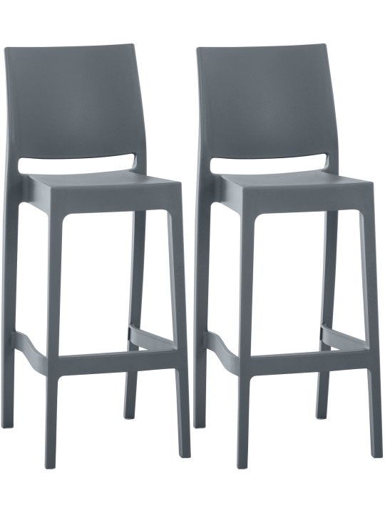 Lot de 2 tabourets de bar Maya, gris foncé