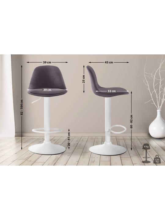 Tabouret de bar Kiel tissu, gris foncé
