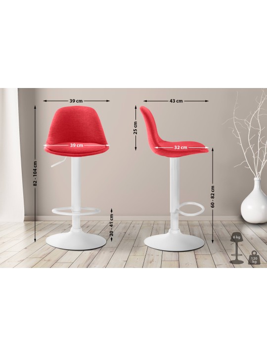 Tabouret de bar Kiel tissu, rouge