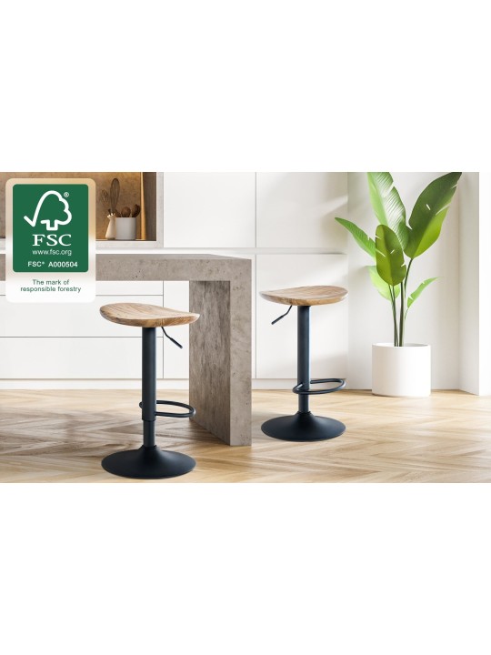 Lot de 2 tabourets de bar Skelde, naturel