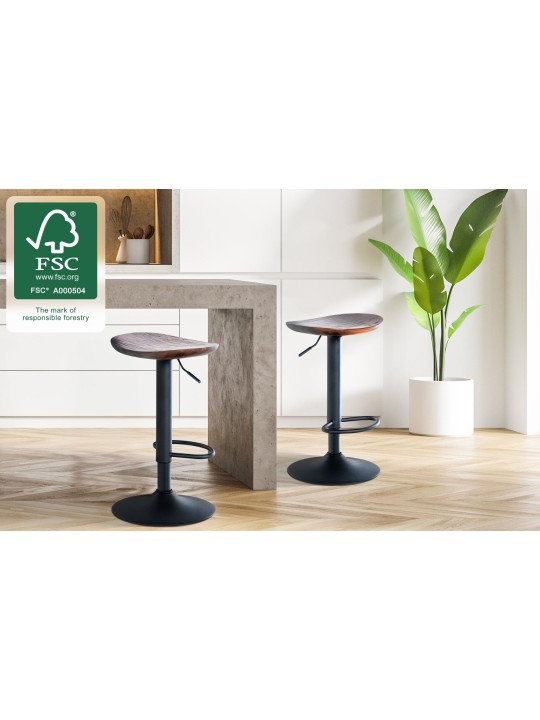 Lot de 2 tabourets de bar Skelde, noyer