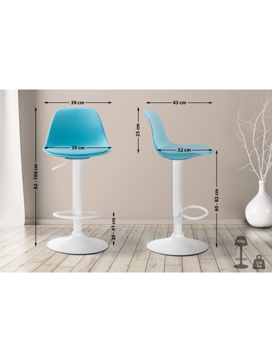 Tabouret de bar Kiel simili cuir, bleu