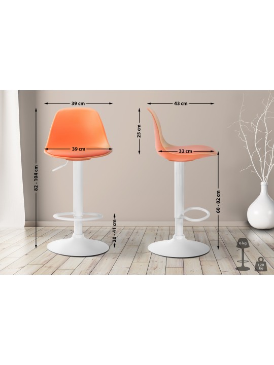 Tabouret de bar Kiel simili cuir, orange