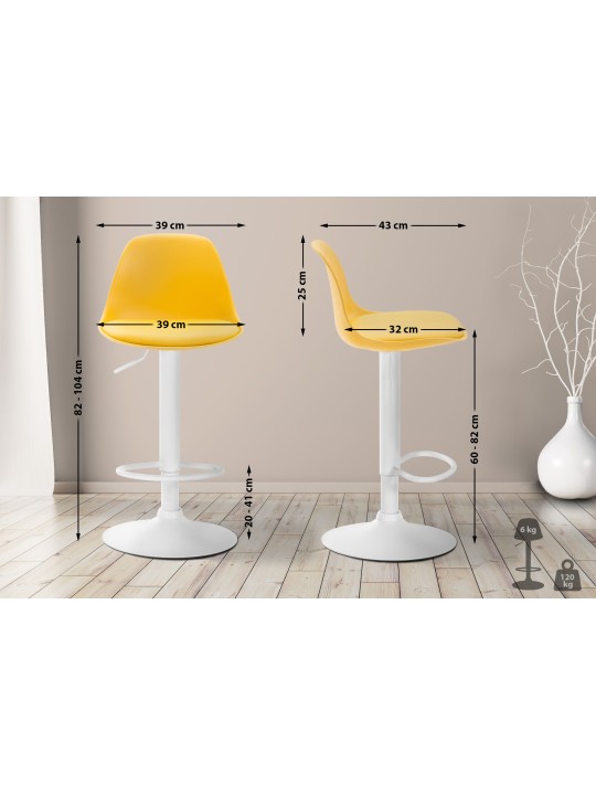 Tabouret de bar Kiel simili cuir, jaune