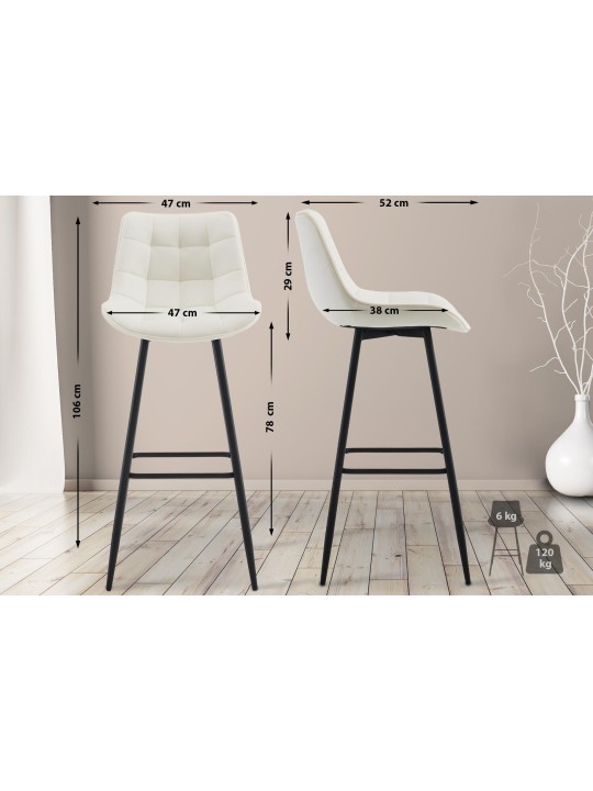 Tabouret de bar Dartford velours, crème