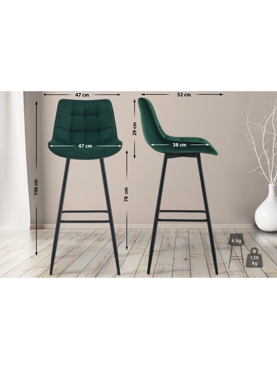 Tabouret de bar Dartford velours, vert
