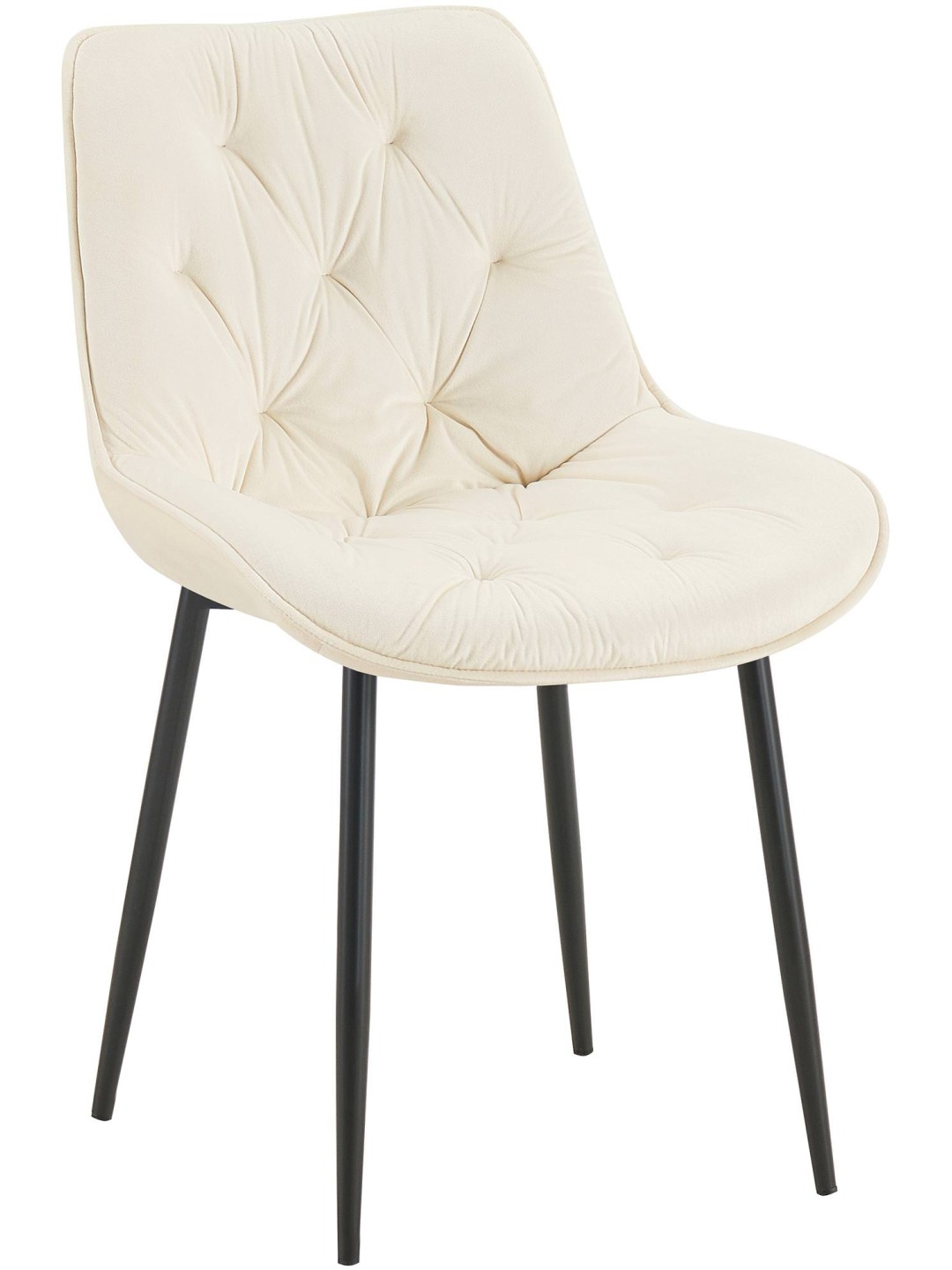 Chaise de salle à manger en velours Wallace, crème