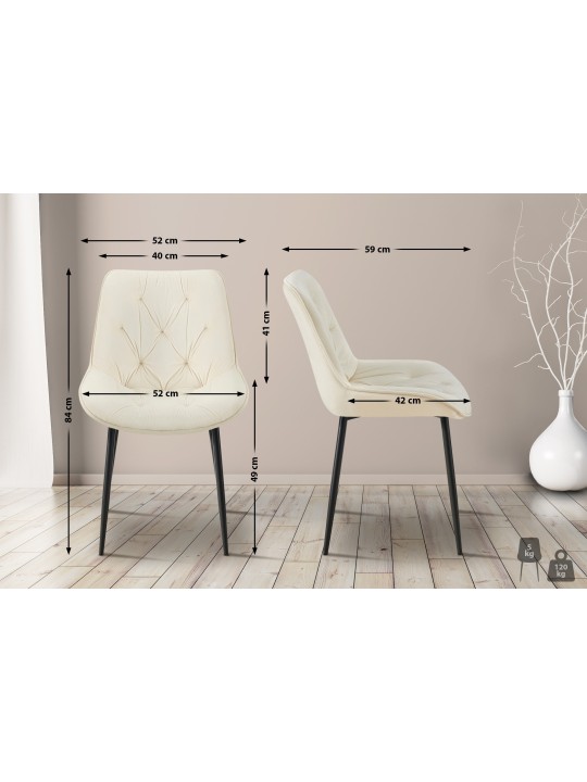 Chaise de salle à manger en velours Wallace, crème Chaise de salle à manger en velours Wallace, crème