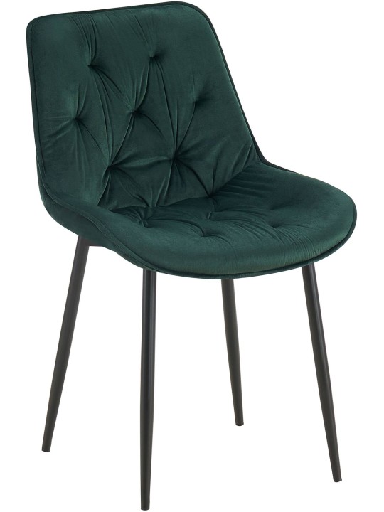 Chaise de salle à manger en velours Wallace, vert Chaise de salle à manger en velours Wallace, vert