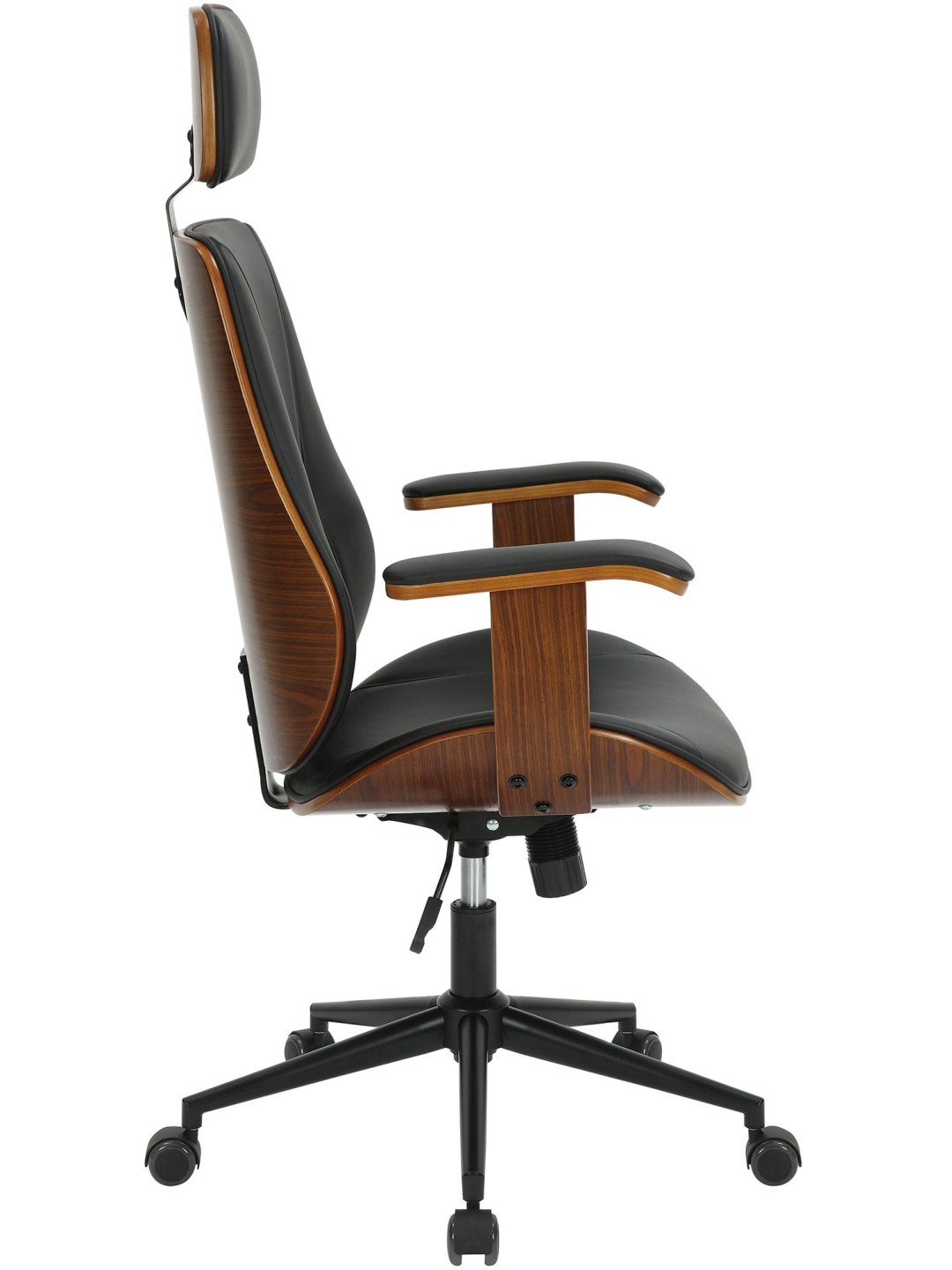 Chaise de bureau Lugo simili cuir, noyer/noir