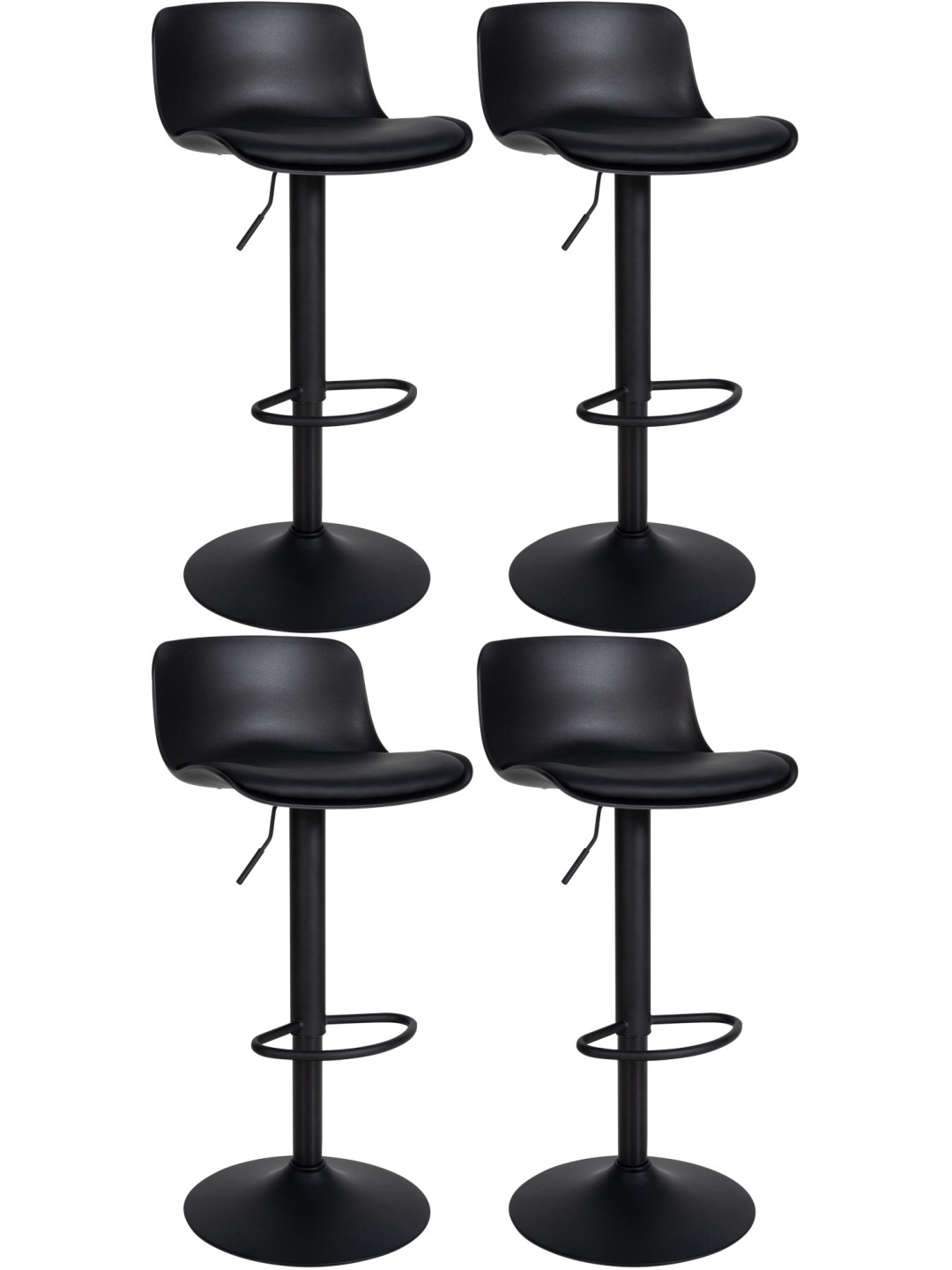Lot de 4 tabourets de bar Almada simili cuir, noir