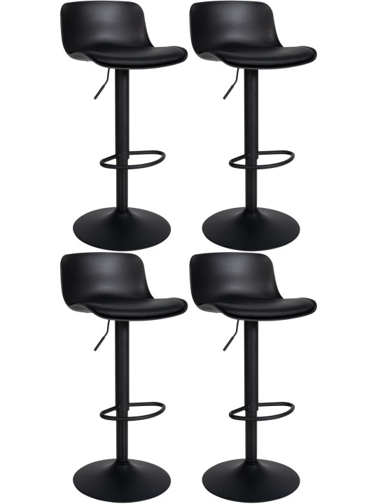 Lot de 4 tabourets de bar Almada simili cuir, noir