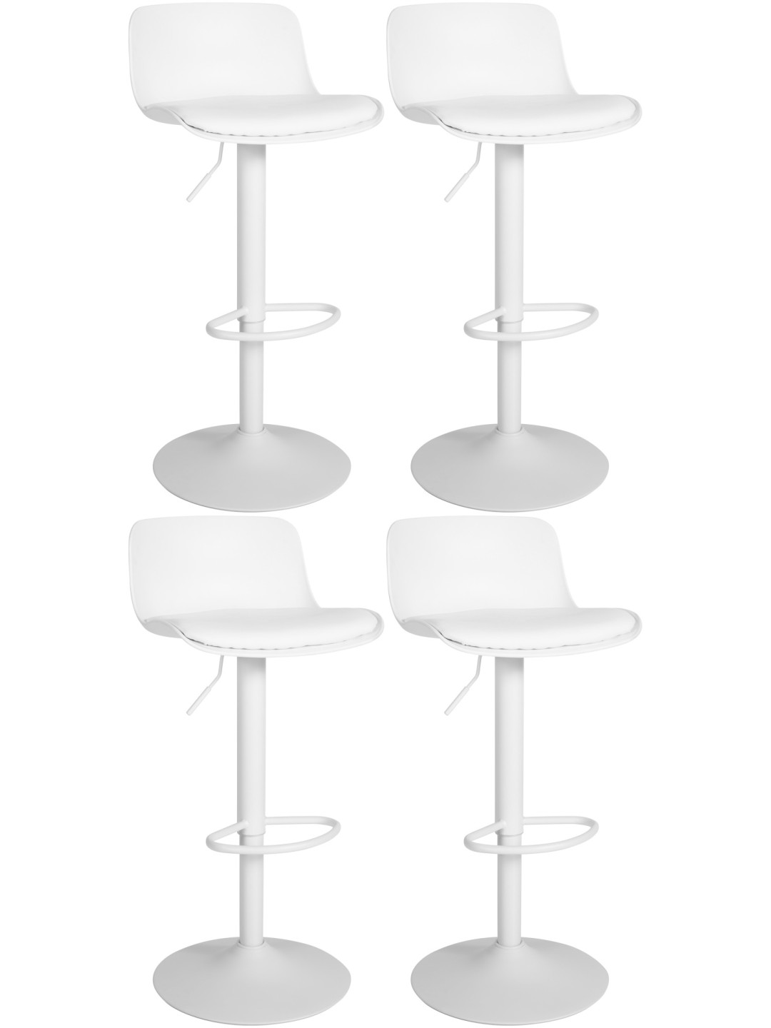 Lot de 4 tabourets de bar Almada simili cuir, blanc