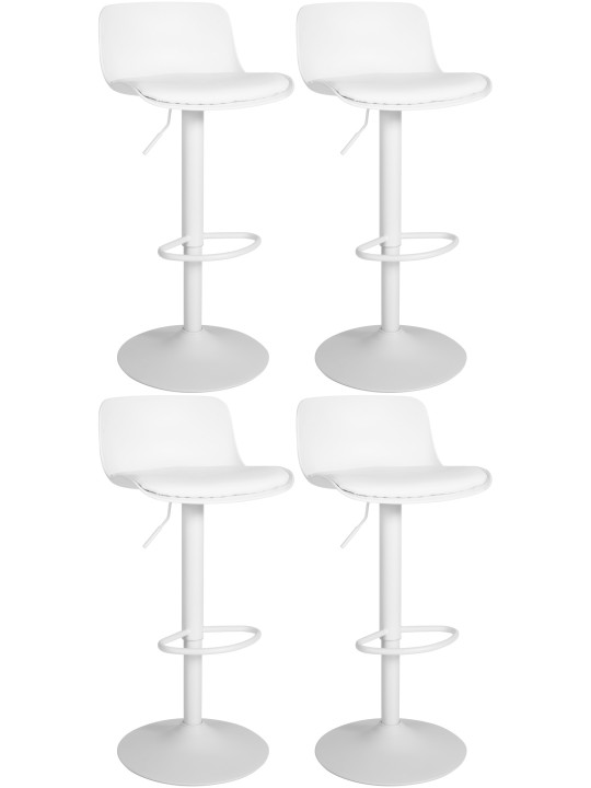 Lot de 4 tabourets de bar Almada simili cuir, blanc