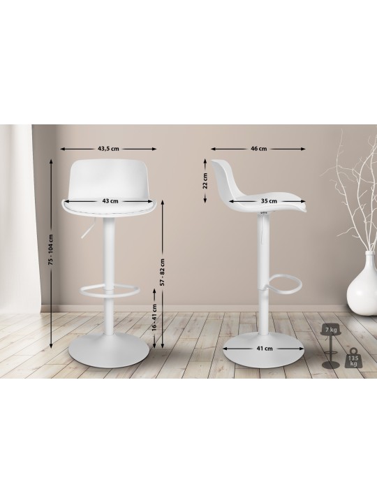 Lot de 4 tabourets de bar Almada simili cuir, blanc