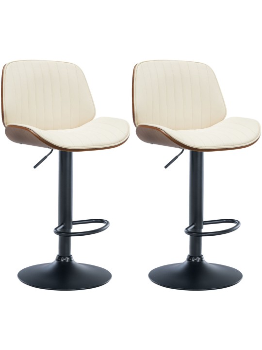 Lot de 2 tabourets de bar Nova simili cuir, noyer/crème