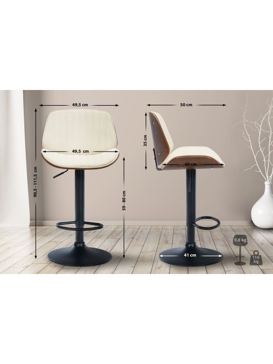 Lot de 2 tabourets de bar Nova simili cuir, noyer/crème