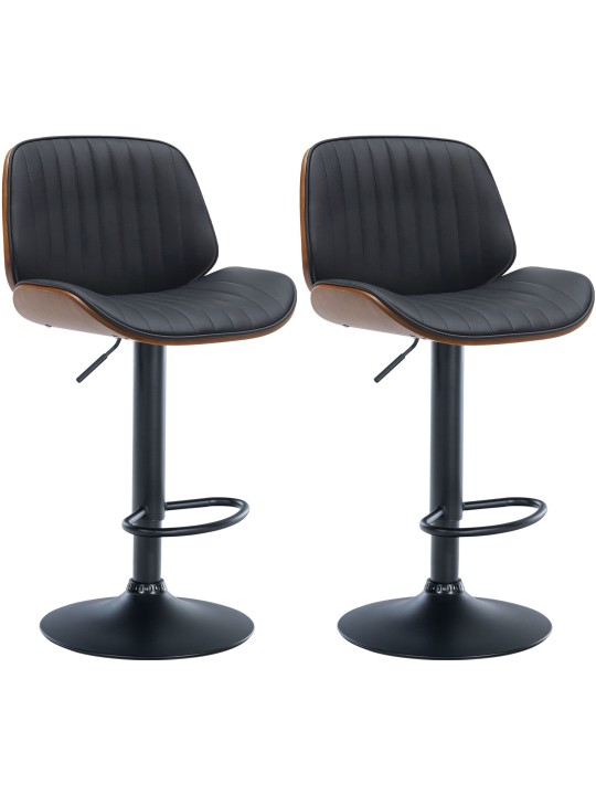 Lot de 2 tabourets de bar Nova simili cuir, noyer/noir