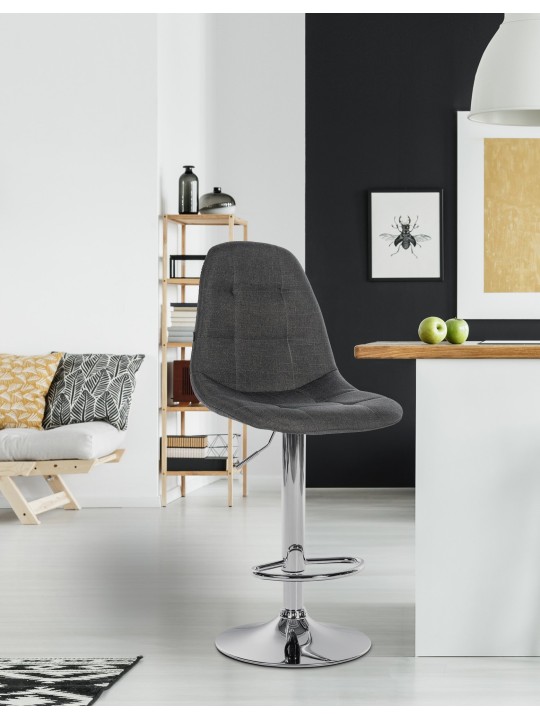 Tabouret de bar Elmore tissu C, gris foncé