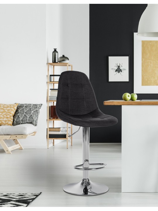 Tabouret de bar Elmore tissu C, noir