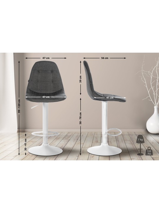 Tabouret de bar Elmore tissu W, gris foncé