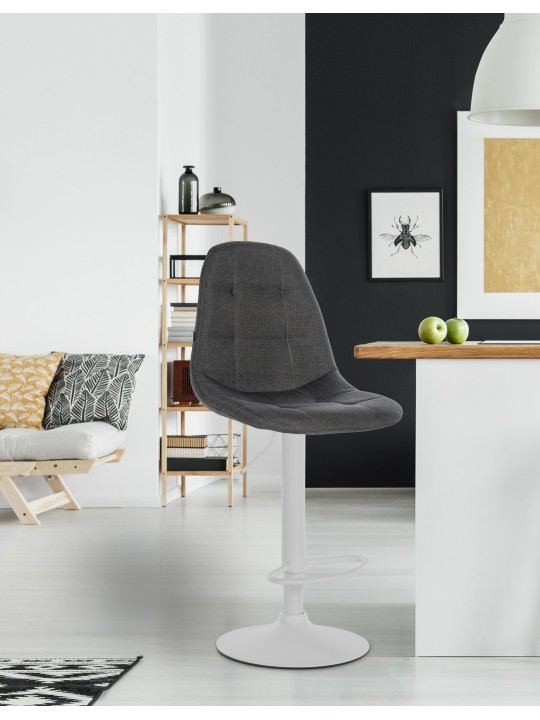 Tabouret de bar Elmore tissu W, gris foncé