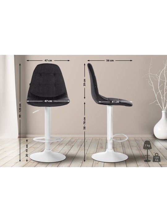 Tabouret de bar Elmore tissu W, noir Tabouret de bar Elmore tissu W, noir