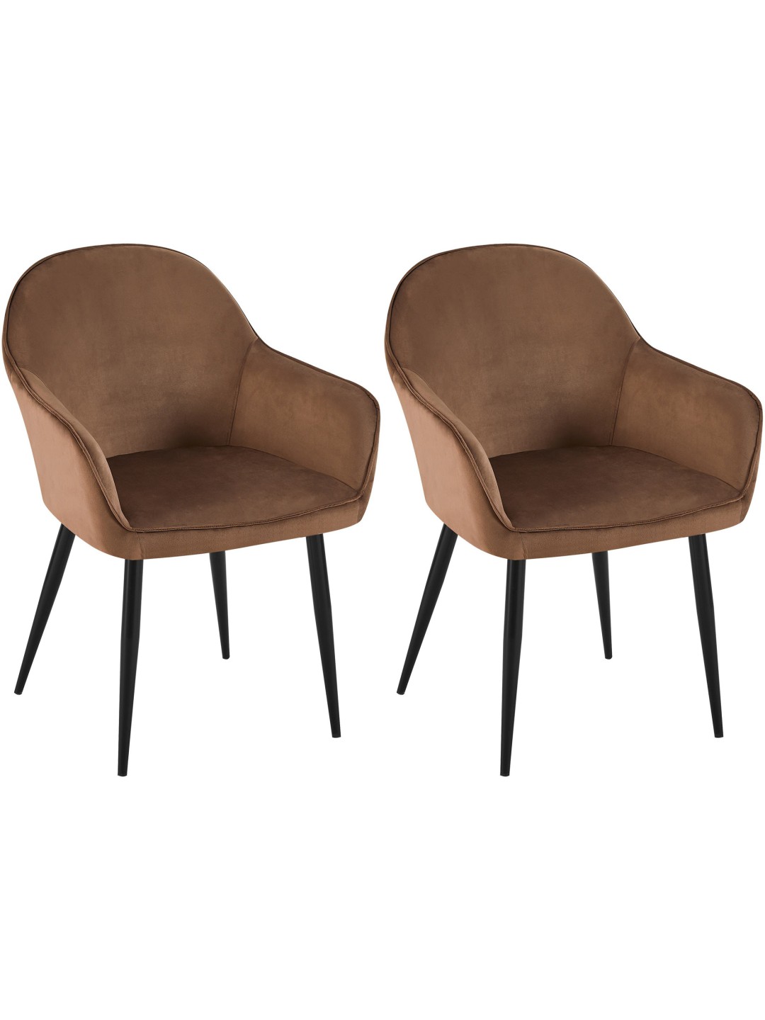 Lot de 2 chaises de salle à manger Boise velours, brun