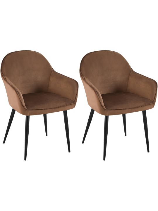 Lot de 2 chaises de salle à manger Boise velours, brun