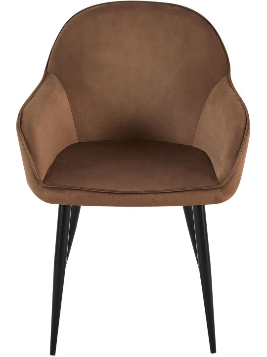 Lot de 2 chaises de salle à manger Boise velours, brun