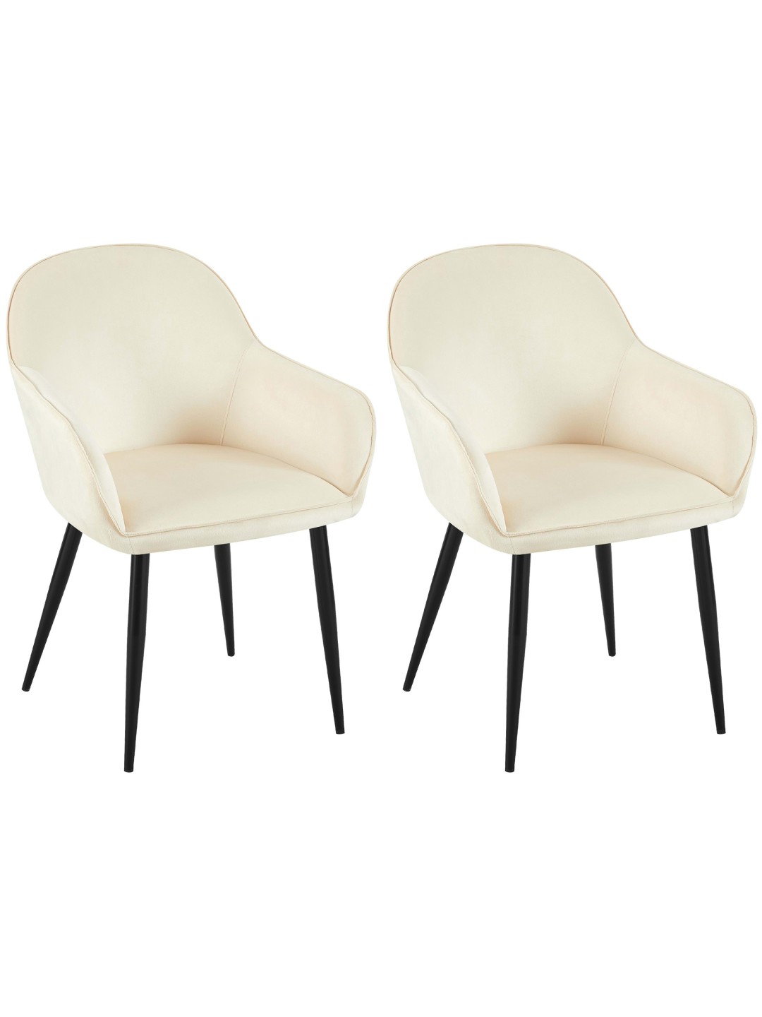 Lot de 2 chaises de salle à manger Boise velours, crème