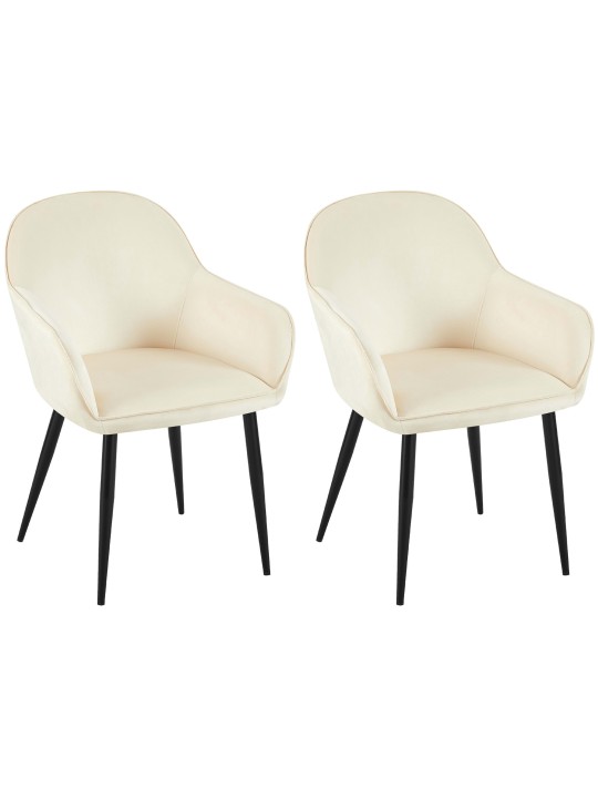 Lot de 2 chaises de salle à manger Boise velours, crème