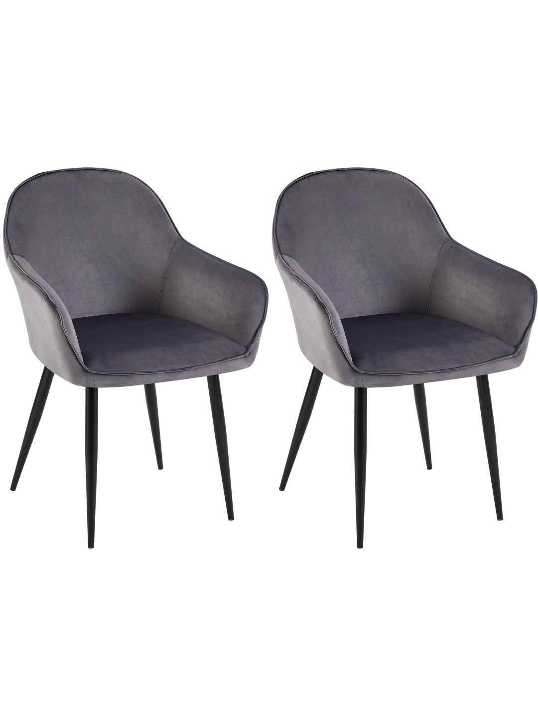 Lot de 2 chaises de salle à manger Boise velours, gris foncé