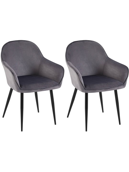 Lot de 2 chaises de salle à manger Boise velours, gris foncé Lot de 2 chaises de salle à manger Boise velours, gris foncé
