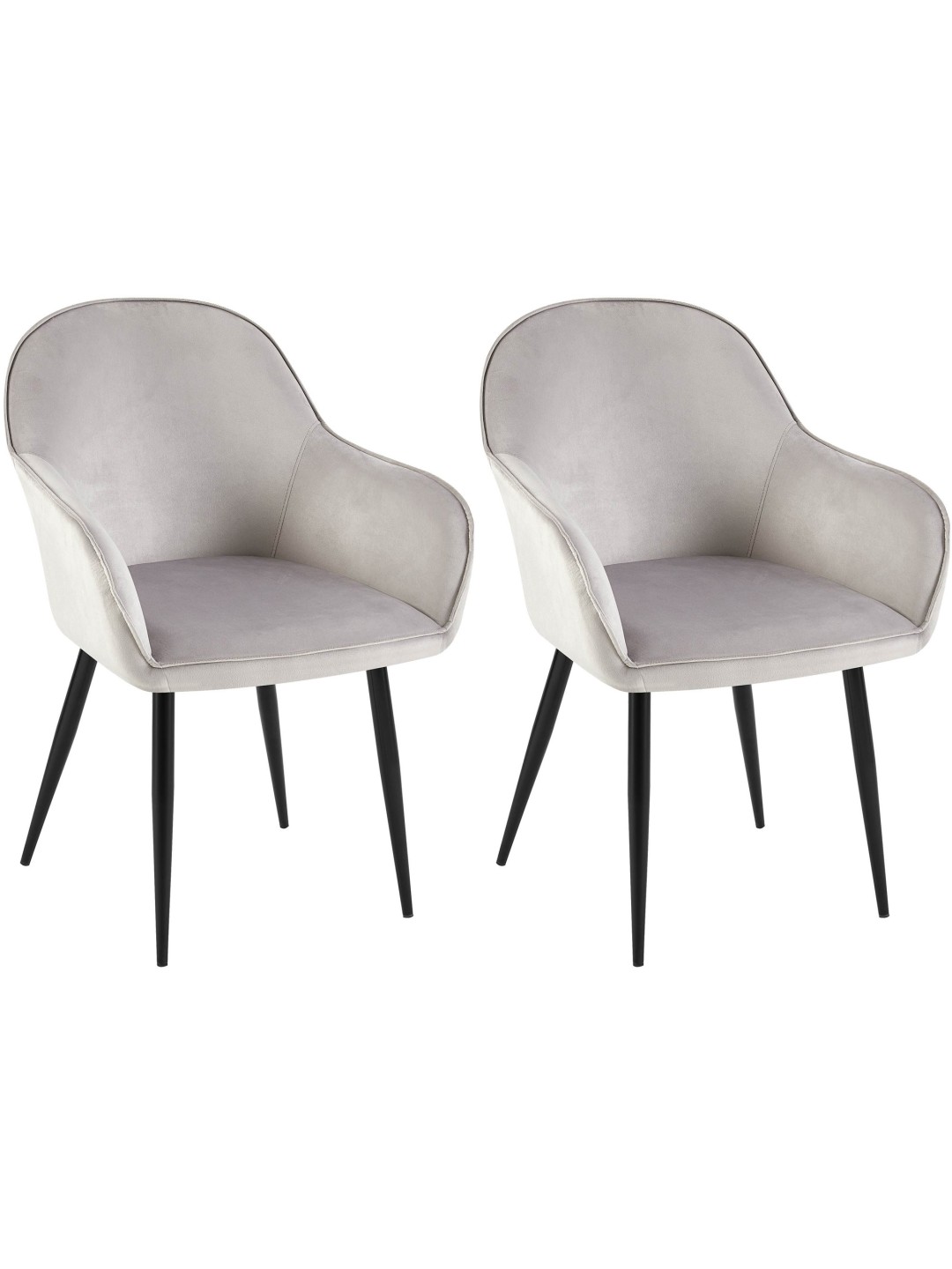 Lot de 2 chaises de salle à manger Boise velours, gris