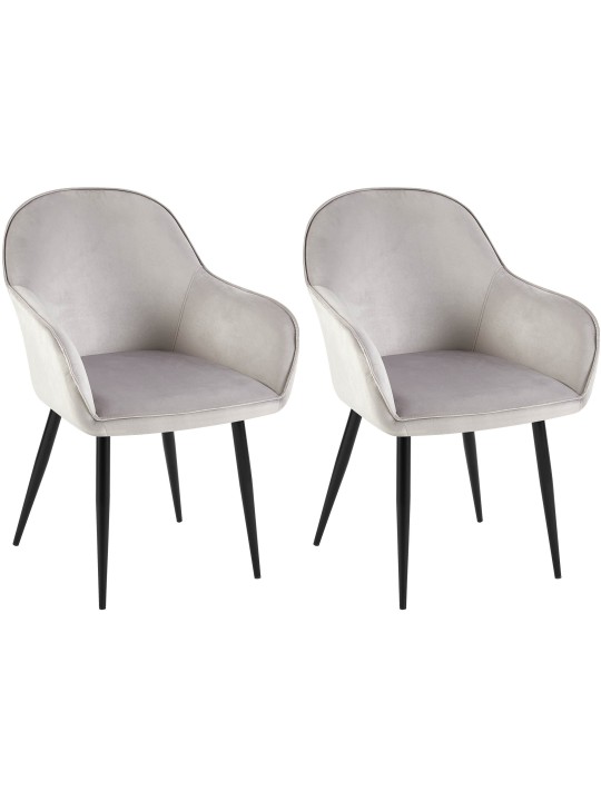 Lot de 2 chaises de salle à manger Boise velours, gris