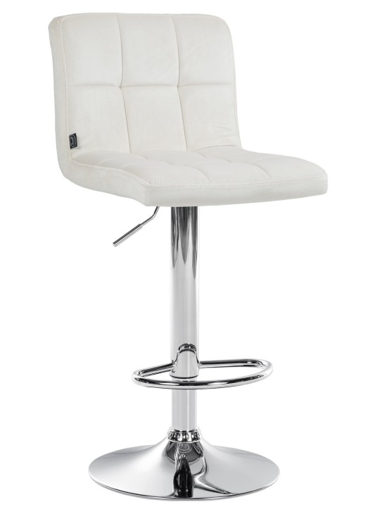 Tabouret de bar Peru velours chrome, crème